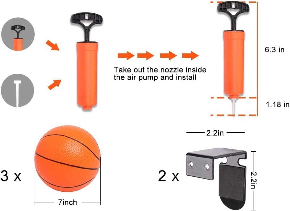 Large Indoor Mini Basketball Hoop Set for Kids and mature-themed 24 X 16 Inch Board Family Games for Home and Office Door & Wall with 3 Balls and Complete Accessories  Basketball Toy Gift for Boys Girls Teens