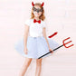 Jmkcoz Halloween Devil Costume Set Devil Horn Headband Red Devil Tail Bowtie Devil Red Pitchfork Demon Cosplay Hair Hoop Accessories For Carnival Themed Party Prop Costume Decoration