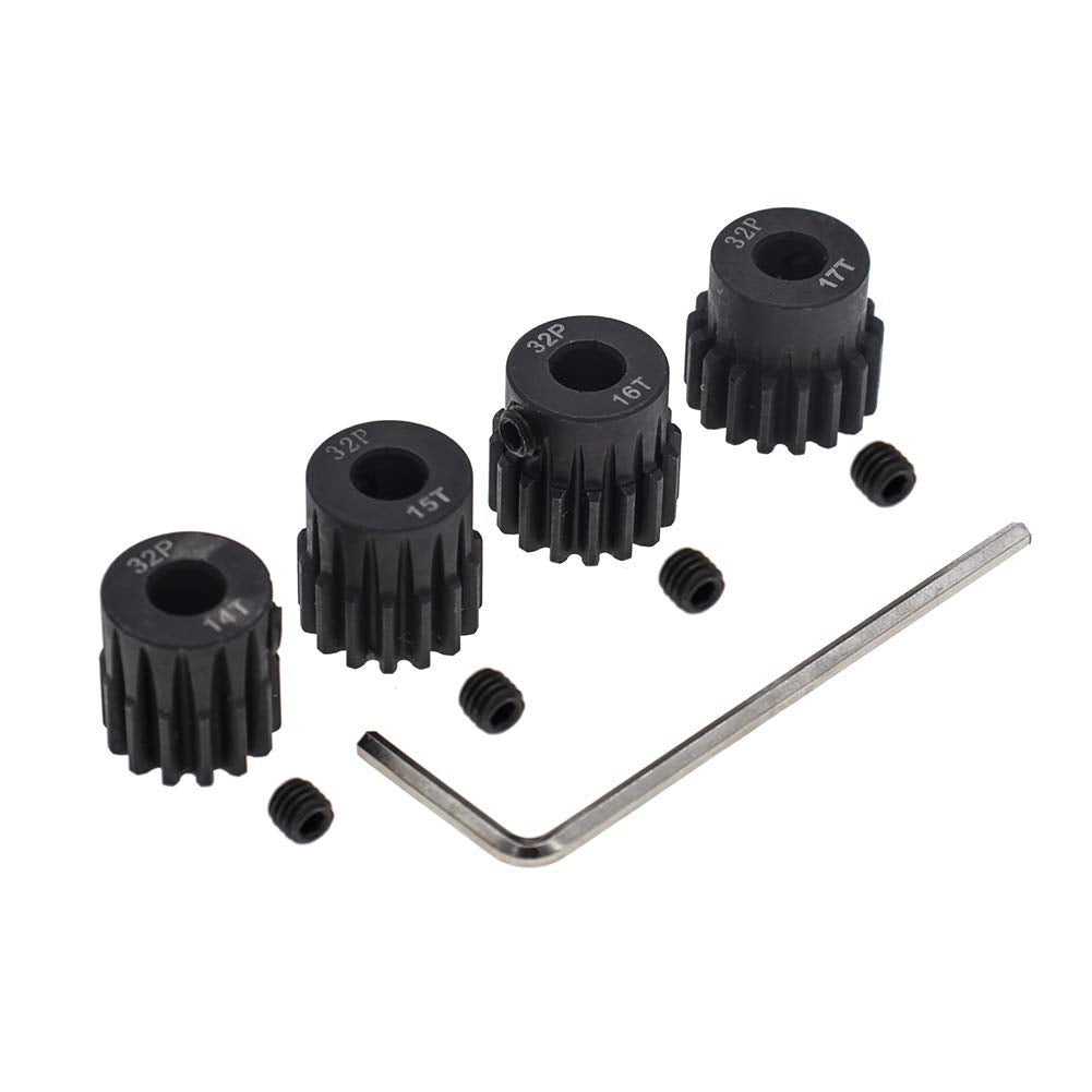 Gthele 4Pcs 32P Pinion Gear 5Mm Set Hardened 14T 15T 16T 17T 32 Pitch Gears Rc Upgrade Part With Screwdriver