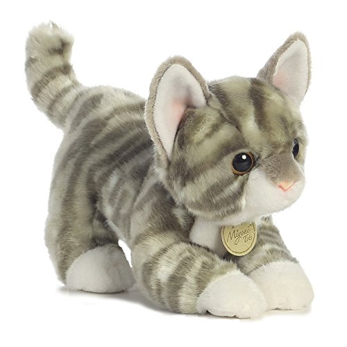 Aurora    Adorable Miyoni    Grey Tabby Kitten Stuffed Animal - Lifelike Detail - Cherished Companionship - Gray 9 Inches