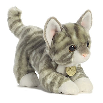 Aurora    Adorable Miyoni    Grey Tabby Kitten Stuffed Animal - Lifelike Detail - Cherished Companionship - Gray 9 Inches