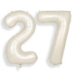 Suwen 40 Inch Large Cream White 27 Balloon Numbers Big Foil Helium Number Balloons 0-9 Jumbo Happy 27Th Mylar Birthday Party Dec