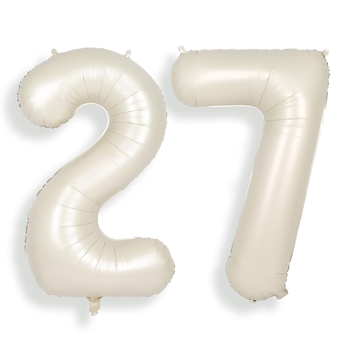 Suwen 40 Inch Large Cream White 27 Balloon Numbers Big Foil Helium Number Balloons 0-9 Jumbo Happy 27Th Mylar Birthday Party Dec