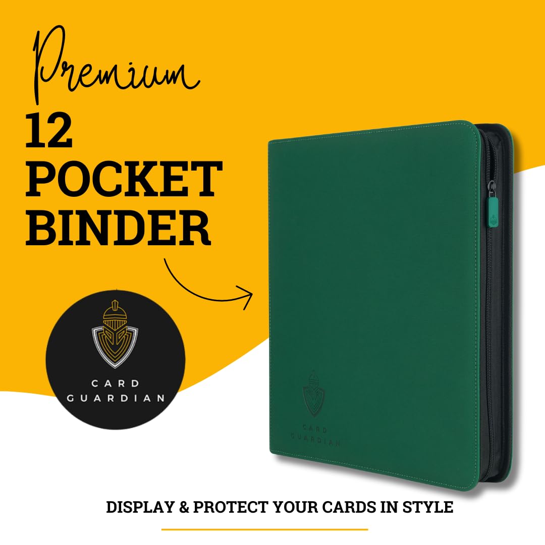 Card Guardian - 12 Pocket Premium Binder with Zipper for 480 Cards Trading Card Games TCG (Green) MTG Binder Card Guardian - 12 Pocket Premium Binder with Zipper for 480 Cards Trading Card Games TCG (Green) MTG Binder