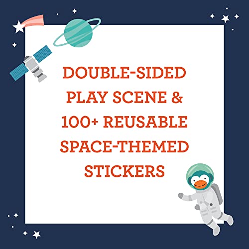 Petit Collage Sticker Activity Book, Space Discovery - Giant Fold Out Sticker Book for Kids, Includes Over 100 Reusable Stickers