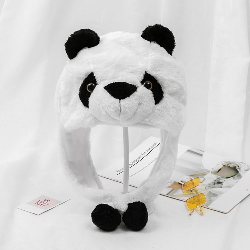 GADMEXILY Plush Panda Animal Hat for Halloween Christmas,Cozy Funny Hats Novelty Party Cap for Kids Girls Boys - One Size (Panda