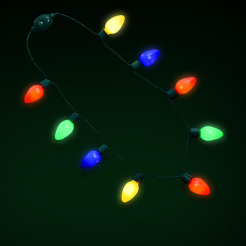 popamaz Christmas LED Light Up Bulb Necklaces, 9 LED Bulbs Necklaces with 6 Flash Modes, Holiday Necklace Costume Accessories fo