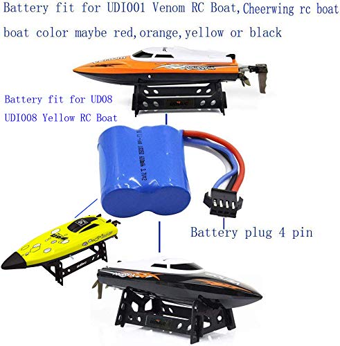 Blomiky 2 Pack 7.4V (2 x 3.7V) 600mAh Li-ion Battery with SM-4P Plug for Old Version UDI008 UD08 UDI001 Venom Speed RC Boat UDI0