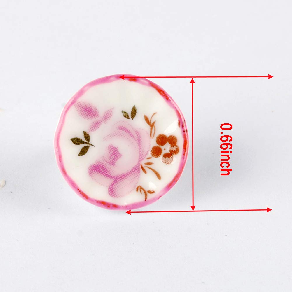 Baenrcy 1 Set 15 Pieces 1:12 Ceramics Tea Cup Set Lovely Dollhouse Decoration Set Dollhouse Kitchen Accessories(#5)