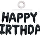 Toniful Black Happy Birthday Balloons Banner 16 Inch Mylar Foil Letters Birthday Sign Banner Bunting Reusable For Girls Boys Kid