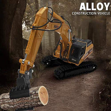 Gemini&Genius 1/50 Scale Excavator - Heavy Metal Timber Grab Vehicle for Kids & Decoration