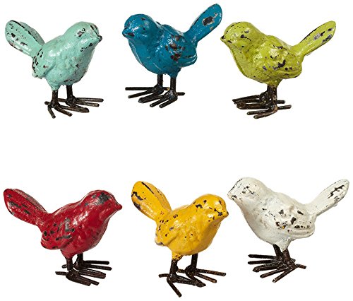 Mini Cast Iron Bird Figurine - 2 Inch (Light Blue)