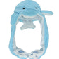JOYHY Kids Adults Plush Hat Ear Moving Ear Flap Hat with Paw Blue Dolphin