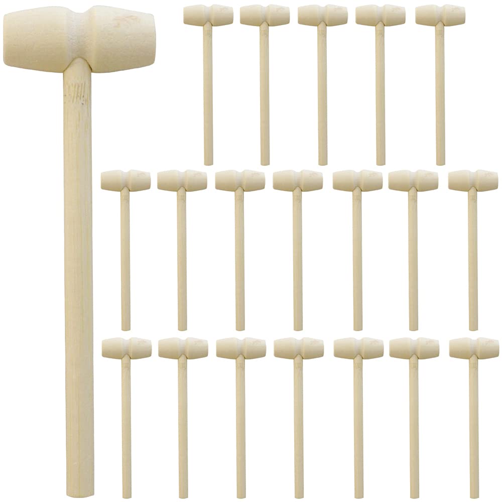 Nodg 20 Pcs Mini Wooden Hammer Wooden Solid Crab Lobster Mallet Small Wooden Mallet Shell Wood Cracker Hardwood Hammer Pounding