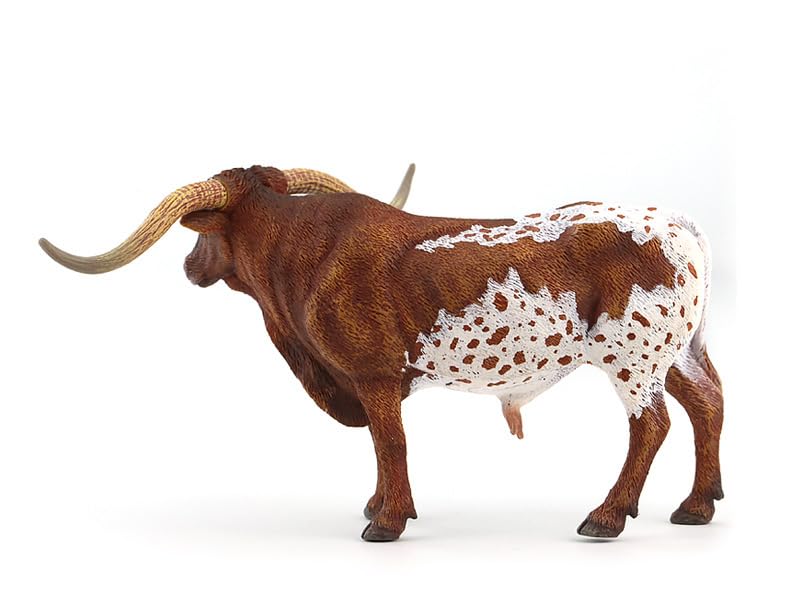 Gemini&Genius Longhorn Cow Toy Action Figure, Farm Animal Toys, Hand Painted, 6 Inches Length, Realistic And Durable Farm Toys For Children Boys And Girls Gift