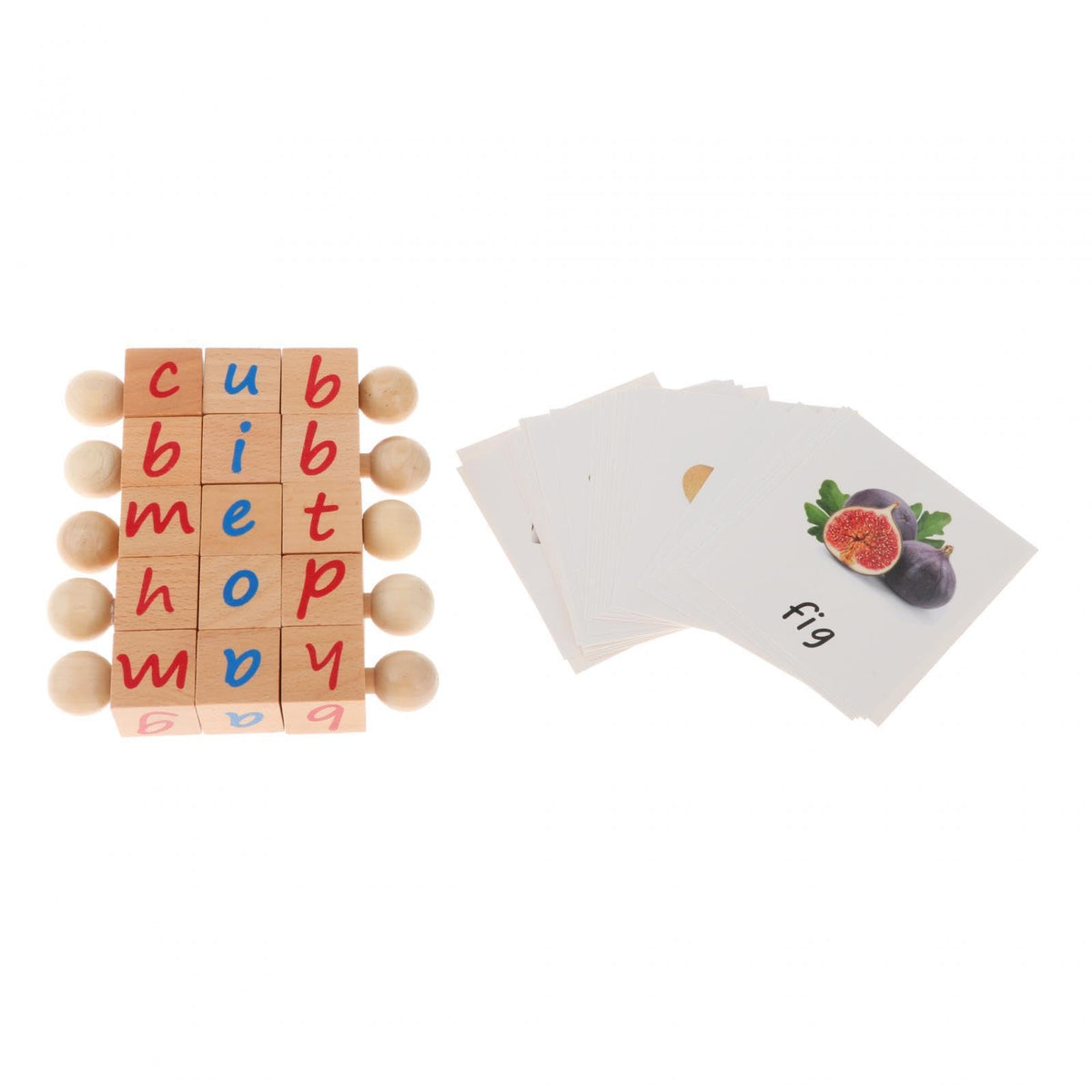 ILSMYSUTRA Wood Reading Blocks Flash Cards Spelling Games for Baby Preschool Boys Girls