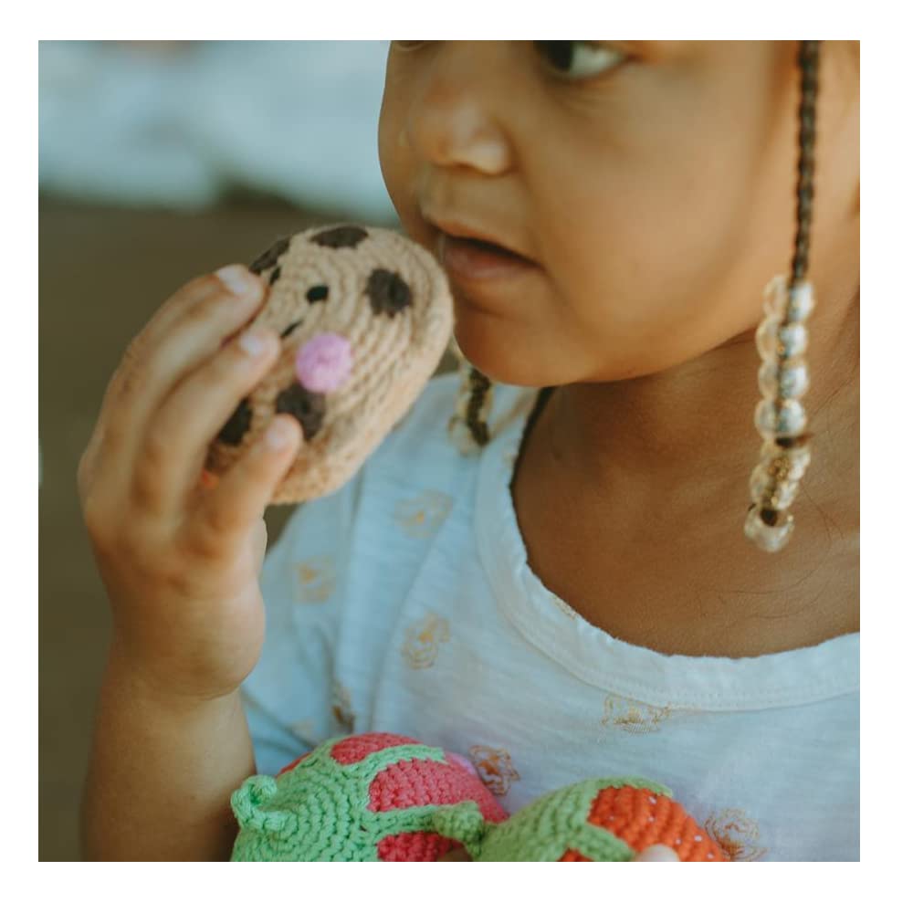 Pebble 200-194 Fair Trade Friendly Chocolate Chip Cookie Rattle, 3 Inch-Length