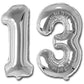 AR GIFTZADDA 13 Number Foil Balloon Silver (16inch), 13th Birthday Decoration, Kids Party Decor, Theme Birthday Party, Foil Ball