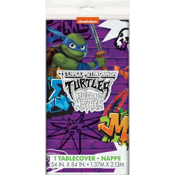 Unique TMNT Teenage Mutant Ninja Turtles Birthday Party Supplies Bundle Pack Includes 2 Plastic Table Covers and 1 Dinosaur Stic