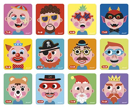 Janod - Magnetibook 83 Pc Magnetic Boy Crazy Face Dress Up Game - Decorating Fridge with Magnetic Letters - Enhances Creativity