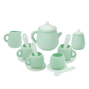 MCGMITT Silicone Tea Set, Tea Party Set for Little Girls Boys, 15 Pcs BPA Free Dishwasher Safe Pretend Tea Set for Toddlers Kids