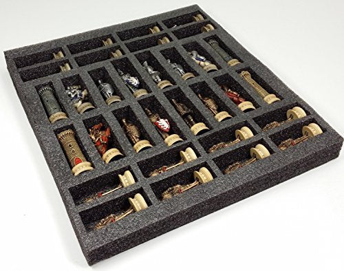 WW/HPL Medieval Times Chess Set - Gold & Silver Warrior Knights with 15" High Gloss Dark Walnut & Birdseye Maple Board