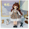 Tickles Set Movable Jointed Cute Girl Brown Eyes Fashionable Doll Pink Sweater & Cap With Short For Kids Girls (Size: 30 Cm Colo