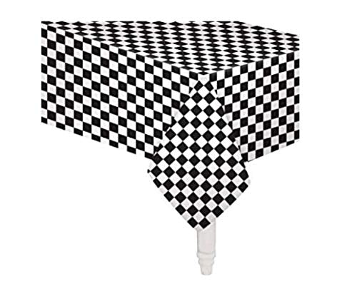 Creative Converting Plastic Banquet Table Cover, Black Check - 108x54in