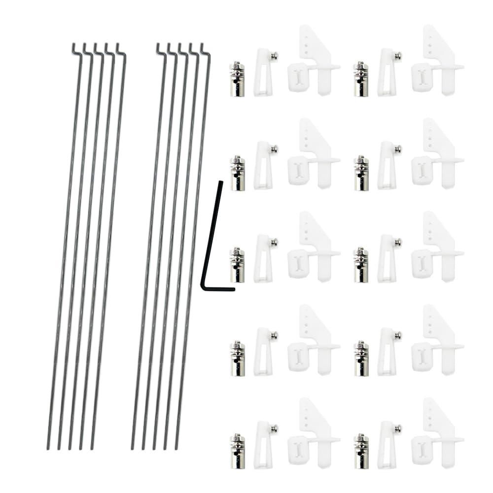 10PCS 1.2 x 200mm Pushrod with 10PCS 1.3mm Adjustable Pushrod Connector Linkage Stopper 10PCS Micro Control Horns with Clevis fo