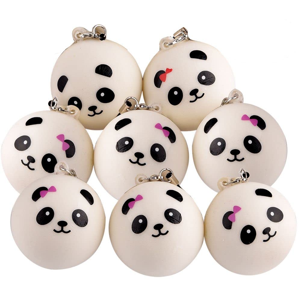KUUQA 8 Pieces 1.57 Slow Rising Mini Panda Scented Toys Cute Charms Phone Key Chain Straps Kids Toy Gift Party Favors(Style Random)