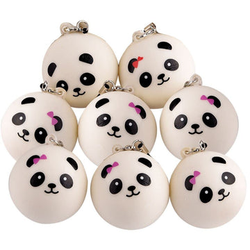 KUUQA 8 Pieces 1.57 Slow Rising Mini Panda Scented Toys Cute Charms Phone Key Chain Straps Kids Toy Gift Party Favors(Style Random)