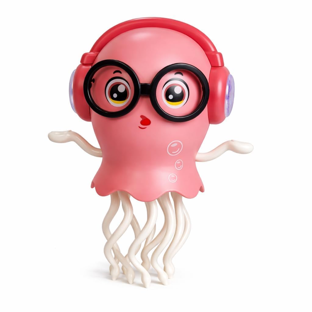 Guvxne Dancing Jellyfish Musical Toy For Kids | Bump & Go Action With Led Lights & Twisting Tentacles | Interactive Octapus Craw