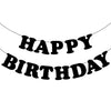Black Happy Birthday Banner Sign Happy Birthday Bunting Banner Flag Garland For Kids Boys Baby Birthday Party Decorations Supplies