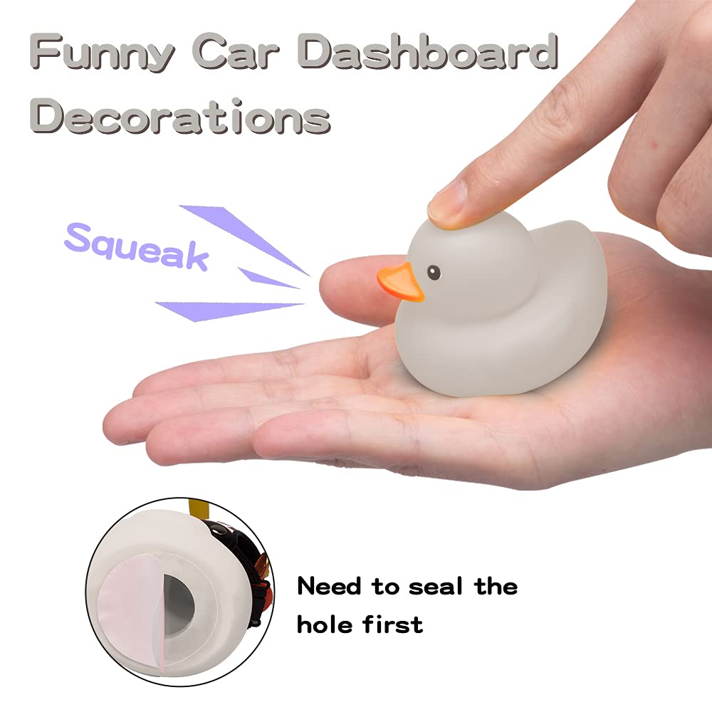 Wonuu Rubber Duck Toy Car Decoration Ornaments Dashboard Decorations Cool Glasses Duck With Propeller Helmet (Grey-Mouse)