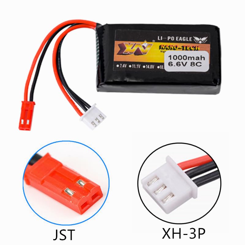 Cecicebb 6.6V 8C 1000mAh LI-FE Battery for RC Receiver MC6A MC6B Futaba 4PX 14SG 4PV 4PLS 10J with JST Plug