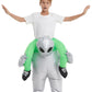 Hsctek Inflatable Alien Costume Kids Boys Girls, Blow Up Riding Alien Abduction Costume Child, Carrying Me Holding Man Halloween Costume Children, Silver