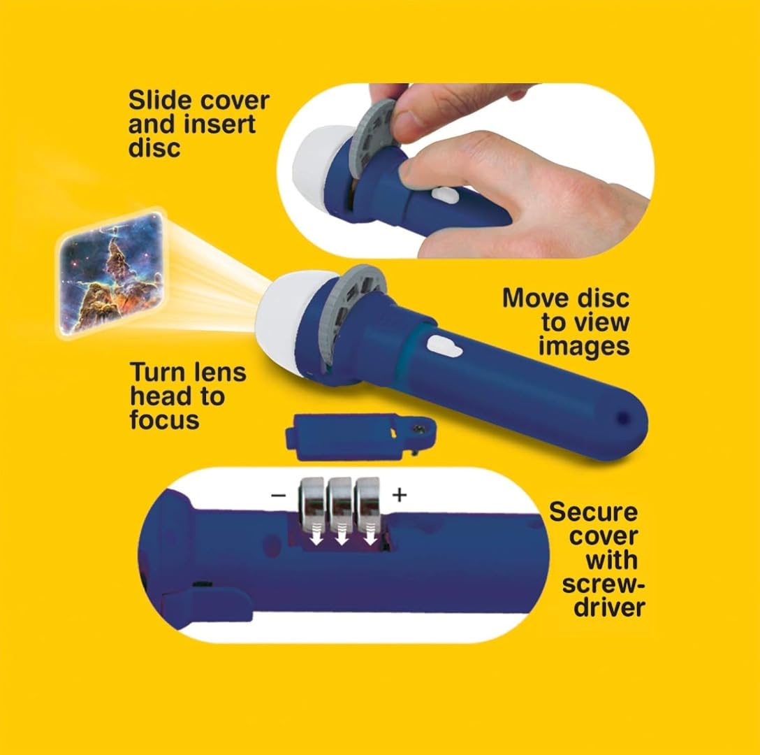 Brainstorm Toys Space Torch Projector - Blue, 11cmx3cm, Plastic, Model E2008, STEM Learning for Ages 3+