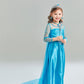 Sototoo Elsa Costume Long Sleeves Princess Dress Queen White Costume Cosplay Dress Up With Accessories Halloween (Blue 2,7-8Year