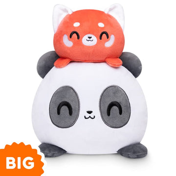 Teeturtle - The Original Reversible Panda Plushie - Big Panda + Red Panda - Cute Sensory Fidget Stuffed Animals That Show Your M