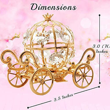 Matashi Gift For Her Cinderella Pumpkin Carriage 24K Gold Plated Crystal Cinderella Carriage, Decorative Table Centerpiece Cinderella Carriage- Perfect Valentine'S Day Gift For Women, Girlfriend, Wife