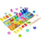Little Mind Wooden 6 In 1 Multifunctional Learning Board Puzzle, Numbers, Shapes, Fishing Game, Stacking, Montessori Game Educat