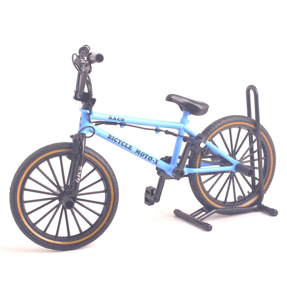 Ailejia Mini Diecast Finger Bike Extreme Sports Toy Bmx Finger Bicycle Toys Game Set For Kids And Adults, Metal Bike Model Collections Decoration Cool Boy Toy (Bmx Blue)