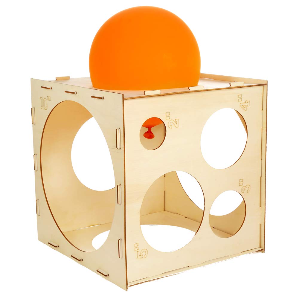 Auihiay 2-10 Inch Collapsible Wood Balloon Sizer Box Cube, Balloon Size Measurement Tool For Balloon Decorations, Balloon Arches, Balloon Columns (9 Holes)