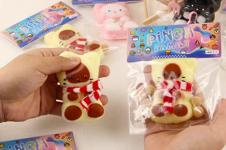 1Pcs Squishy Cat Squeeze Toys, Squeeze Cat Kawaii Sticky Squishies Stress Relief Squishies For Kids Party Favors, Pinch Family S