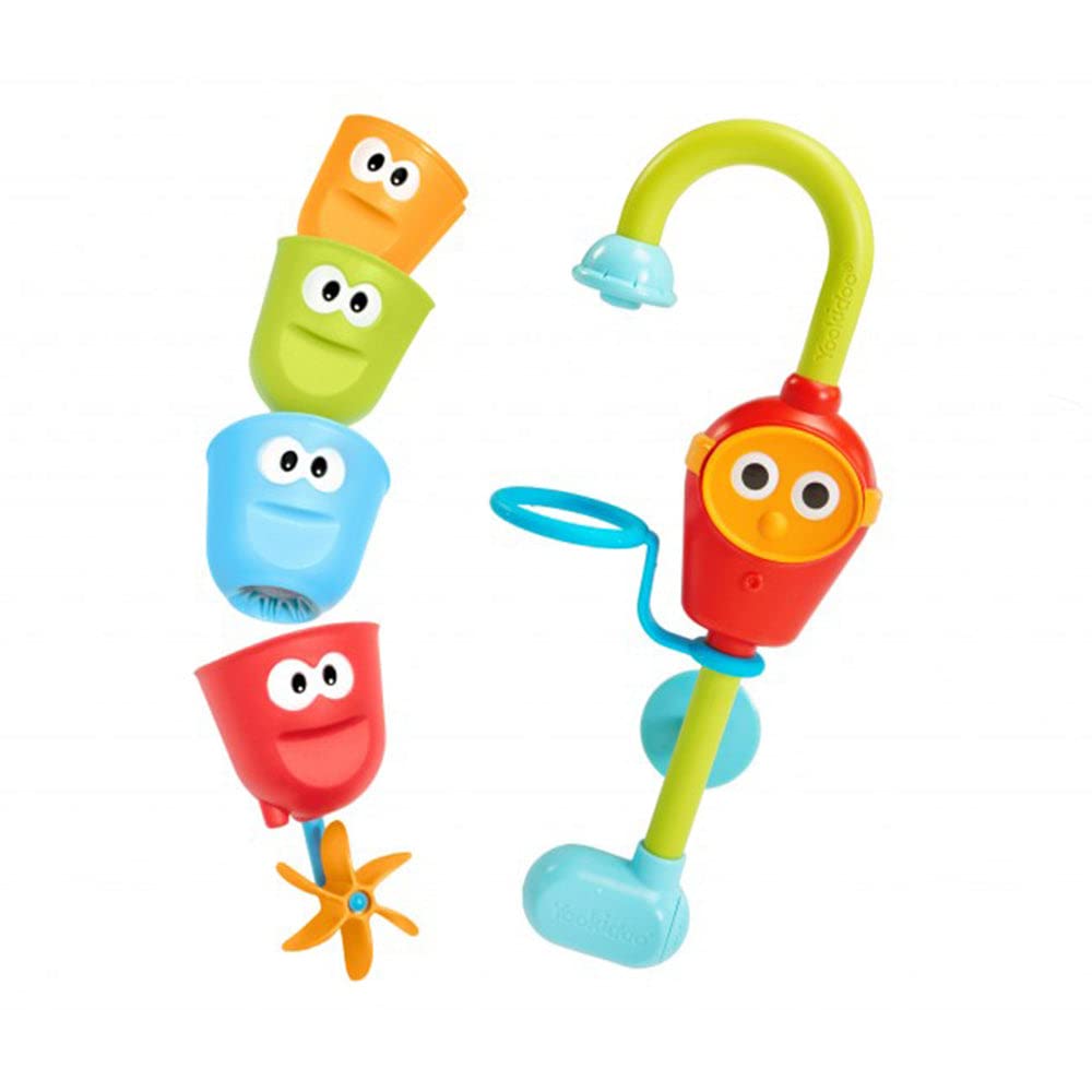 Yookidoo Toddler And Baby Bath Toy (Ages 1-3): Flow N Fill - 3 Stackable Play Cups - Battery Operated Interactive Hose Toy & Tumblers With Multiple Play Aspects - Make Bath Time Maigcal (No Mold)