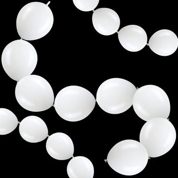 Meanplan 100 Pcs Link Balloon Linking Balloon Latex Linkable Balloons Connected Wedding Party Decoration(White,12 Inch)