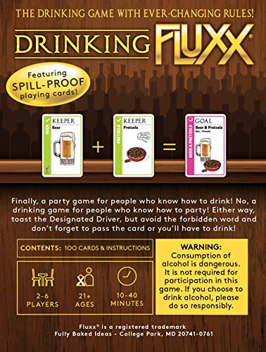 Looney Labs Drinking Fluxx Card Game - mature-themed Card Games Couples Gifts Fun Party Games for mature-themeds Date Night Ideas Best Drinking Games for mature-themeds Party mature-themed Games for Parties 2-6 Players
