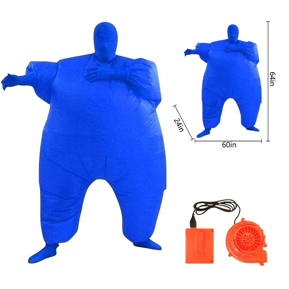 Qshine Inflatable Full Body Jumpsuit Cosplay Costume Halloween Funny Fancy Dress Blow Up Party Toy (Blue)