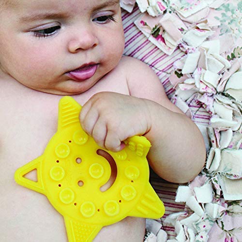Poppies Smiley The Star (Yellow) And Red The Rocket (Red) Bundle – Silicone Sensory Toy – Bpa-Free – Infant Teether, Sensory, Bath Toy With Suction Cups And Textures To Stimulate Development