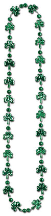 Beistle Supplies Plastic Novelty Shamrock Beaded Necklace For Happy St Patrick?S Day Party Favors, 33'', Green